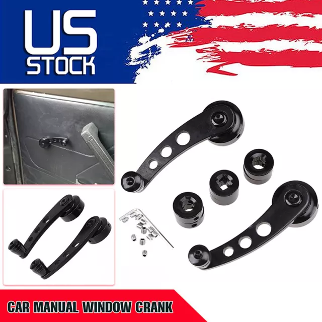 Pair Black Aluminum Car Truck Manual Door Window Winders Crank Handle Universal