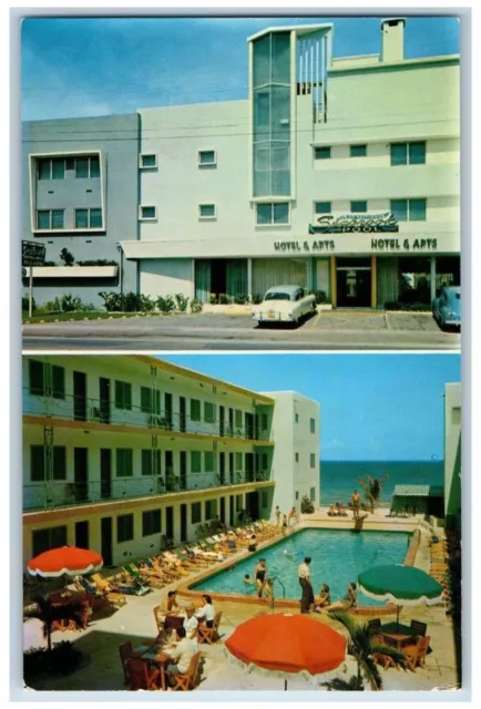 Miami Florida FL Postcard Seabrook Hotel Apartments Pool Exterior c1960 Vintage