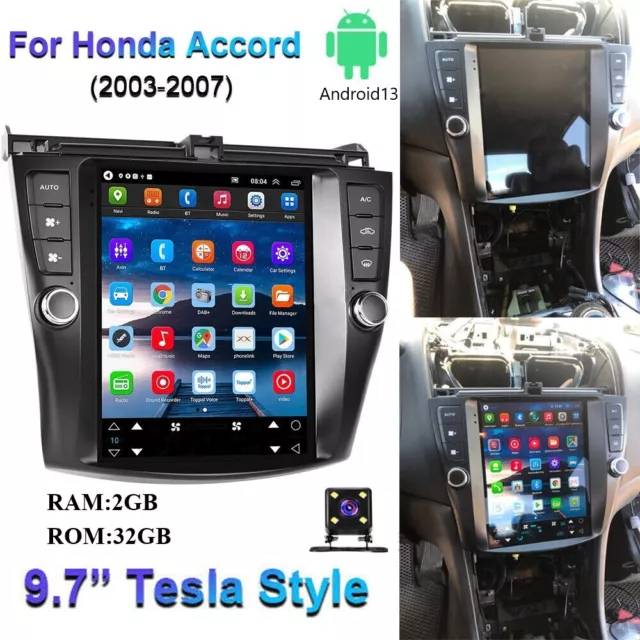 WiFi Apple Carplay For 2003-2007 Honda Accord 9.7"Touch Android 13 Car Radio GPS