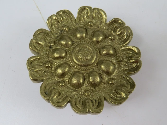 VTG  Brass Flower Curtain Tieback Hold Back Lot of 4 Medallion Window Hardware 6