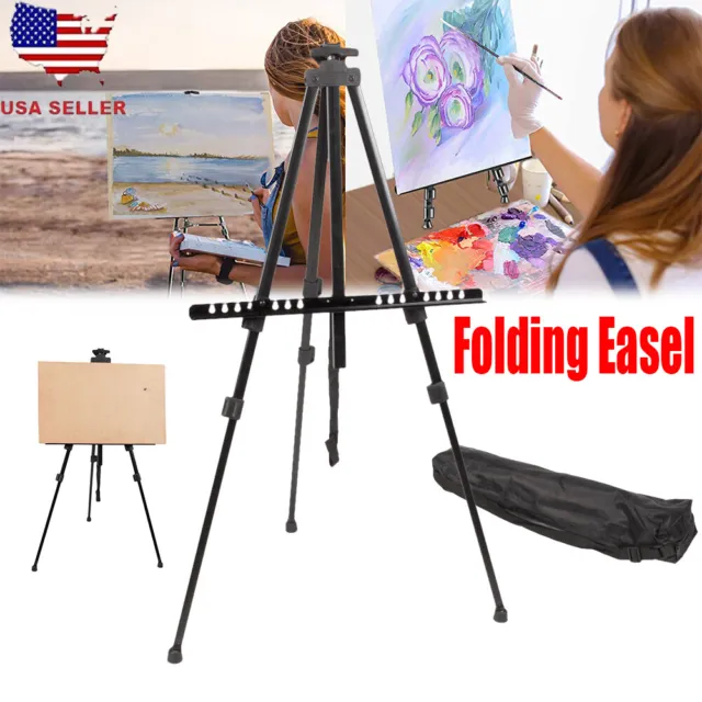 Tripod Easel Adjustable Height Artist Easel l for Canvas Drawing Aluminum W/Bag