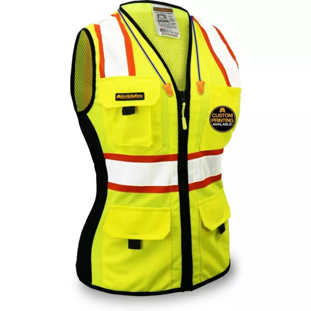 KwikSafety FIRST LADY Class 2 ANSI PPE Hi Vis Surveyor Women's Safety Vest