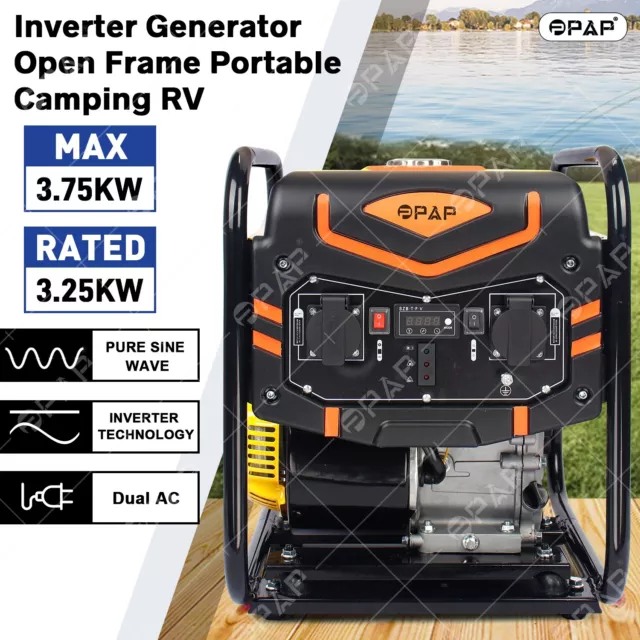 PPAP Inverter Generator 3.75KW Max 3.25KW Rated Open Frame Portable Camping