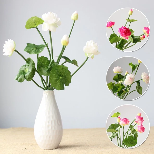 Heim Künstlich Blumen Dekor Mini Falsche Lotus Knospe In Echtgröße Kunststoff