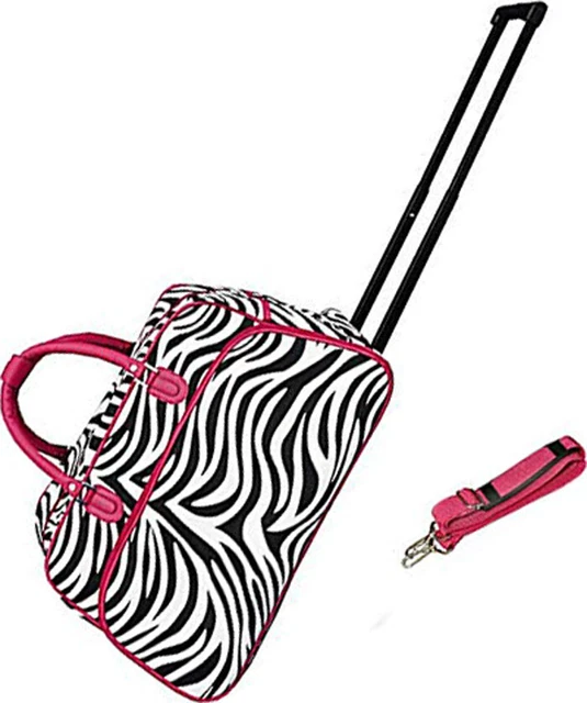 Women's Pink Zebra 21" Rolling Duffel Bag Suitcase Garment Carry-on Duffle Bag