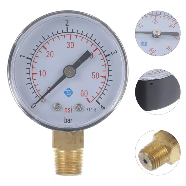 0-60 Psi 0-4 Bar NPT Side Mount Air Compressor Pressure Gauge