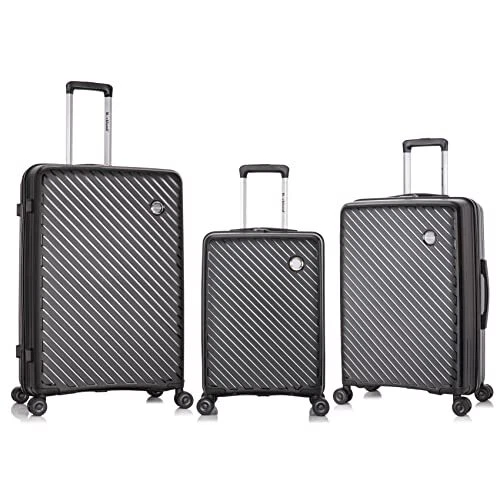 Rockland Prague Hardside Luggage with Spinner Wheels Black 3-Piece Set 20/24/28