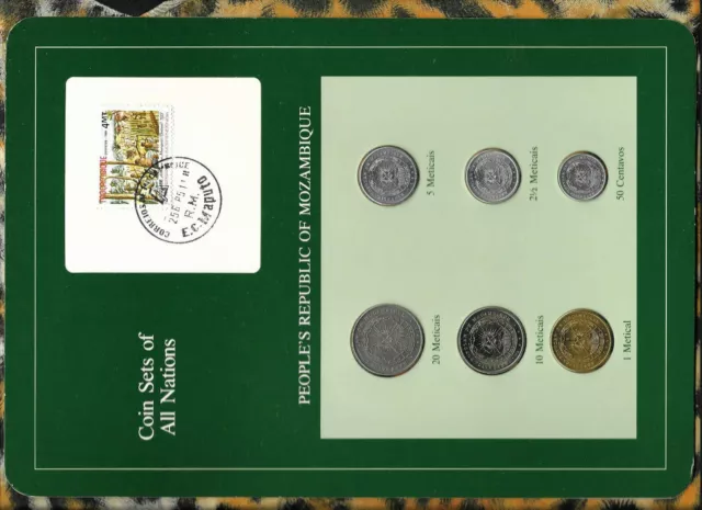 Coin Sets of All Nations Mozambique w/card 1980-1982 UNC 5, 1 Metical 82