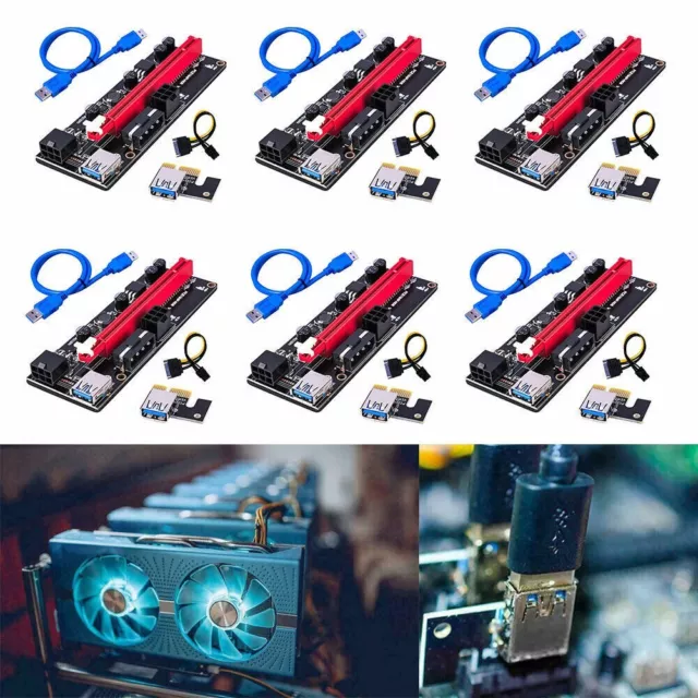 Lot NEW PCI-E 1x to 16x Powered USB3.0 GPU Riser Extender Adapter Card VER009S