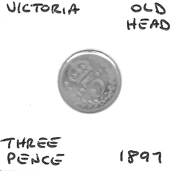 Three Pence 1897 Silver .925 Sterling Victoria Old Veiled Head