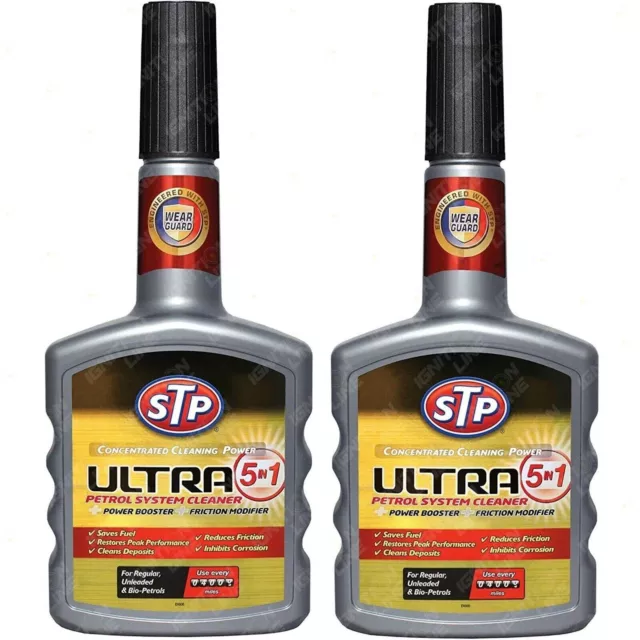 2 x STP Petrol System Cleaner Concentrated Cleaning Power Ultra 5 400ml TH120