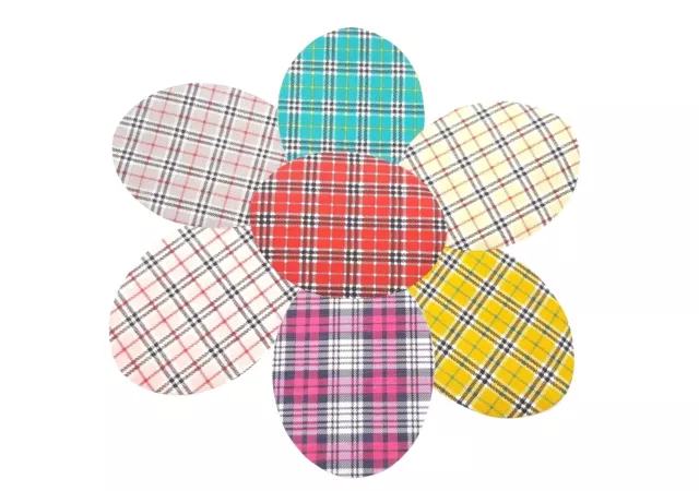 Iron on Check Elbow/Knee Patches x 2 , Washable Choice of Colours