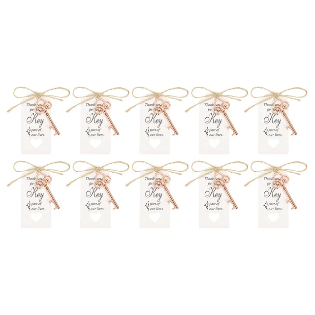 30Pcs Vintage Key Bottle Opener with Tag Cards and Jute Rope, Rose Gold