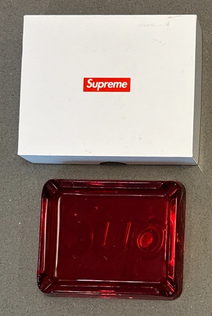 SUPREME DEBOSSED GLASS Ashtray Red Authentic Logo Tray