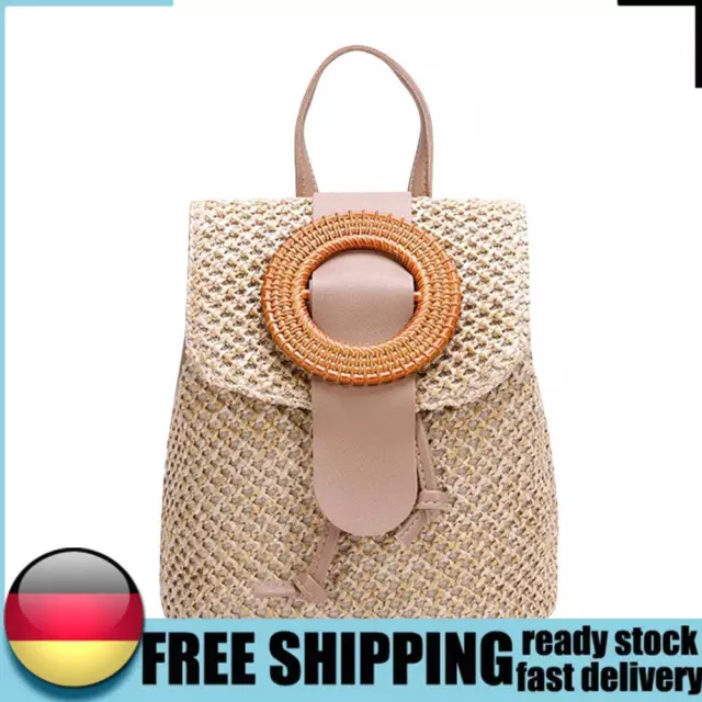 Straw Woven Backpack Women Summer Beach Fashion Travel Drawstring Shoulder Bags