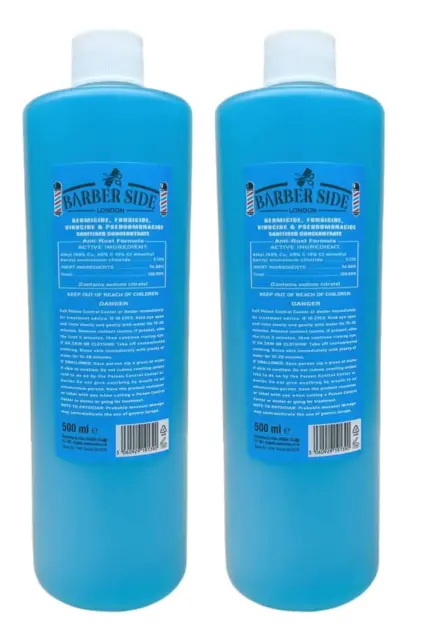 Barber Side London Disinfectant Solution for Salon Barbicide Jars(Blue) 2x 500ml