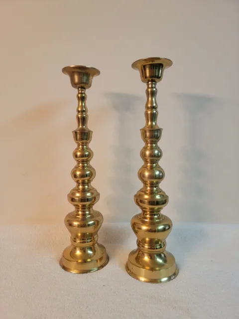 Vintage Pair HOMCO Japan Mid-Century 18" Tall Brass Candlesticks Taper Candle