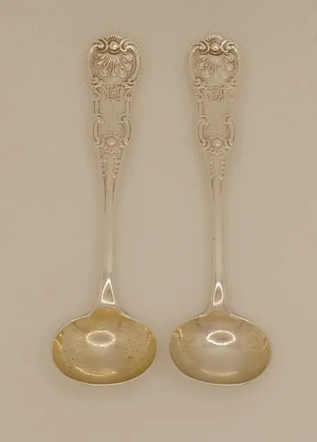 Pair 2 Scottish Sterling Silver Master Salt Condiment Spoons Glasgow 1848 WCShaw