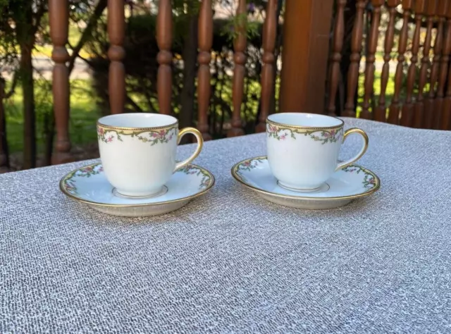 Vignaud Limoges “The Meuse” Demitasse Cups and Saucers Set - Gold Trim