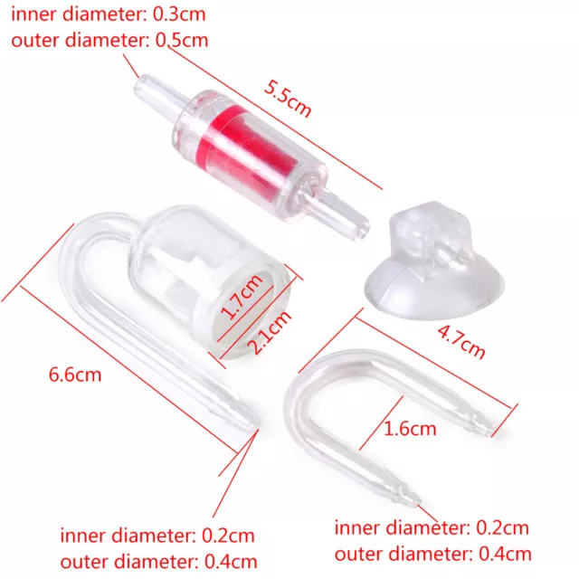 Aquarium Fish Tank CO2 Dioxide Diffuser Check Valve U Shape Glass Tube Suction