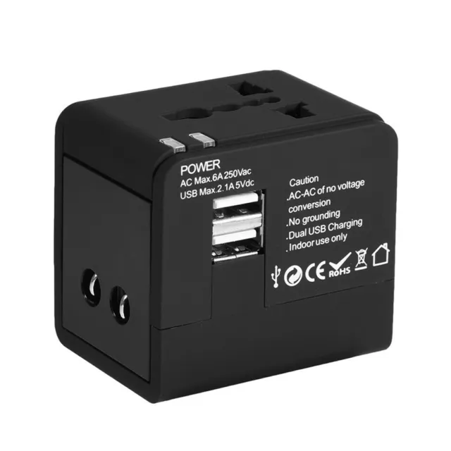 Universal International Travel Adapter 2 USB Power Plug Charger Converter Socket