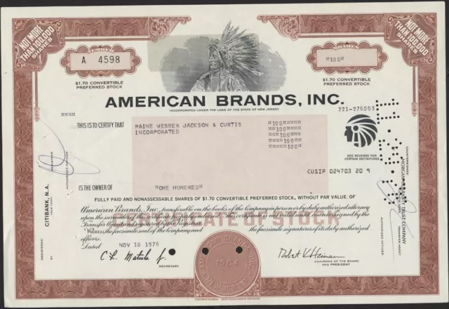 American Brands, Inc., New Jersey, 1975