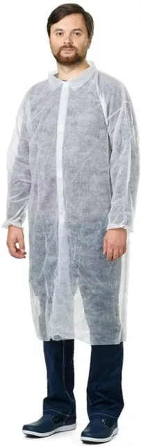 Disposable Lab Coat Protective Sanitary Gown White Medical Unisex Labcoats 30/PK