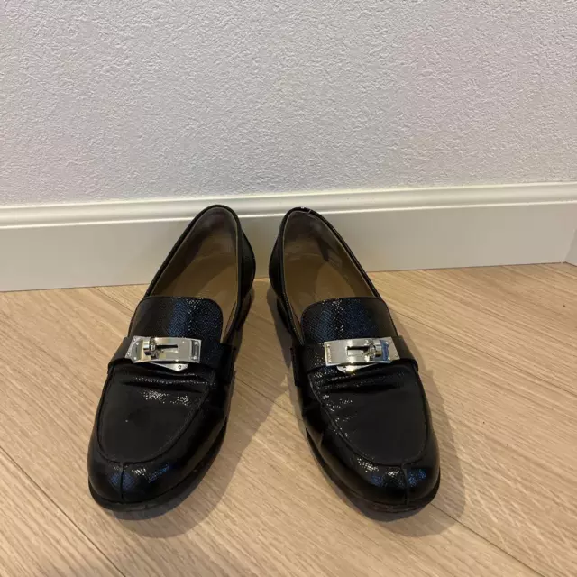 HERMES MOCCASINS COLOR Black Women's Size US7 Authentic with silver ...