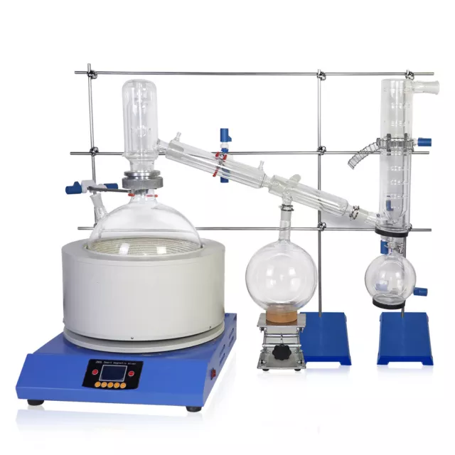 Lab 20L Short Path Distillation Kit Glassware Apparatus Cold Trap Heating Mantle