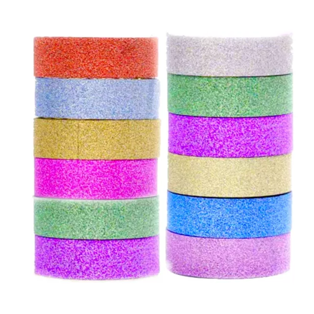 6x Roll Multi Colour 3mtrs per roll 15mm Glitter Washi Tape - Pick Your Colour