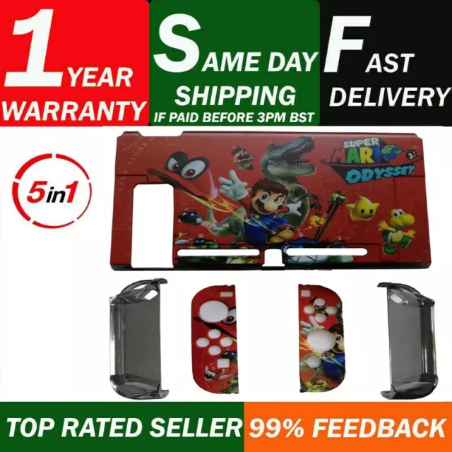 5-in-1 Set Super Mario Hard Protective Case Cover For Nintendo Switch UK SELLER