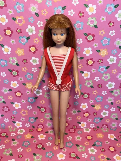 Vintage Barbie * Straight Leg * SKIPPER DOLL * Titian RED HAIR * Suit * PRETTY!