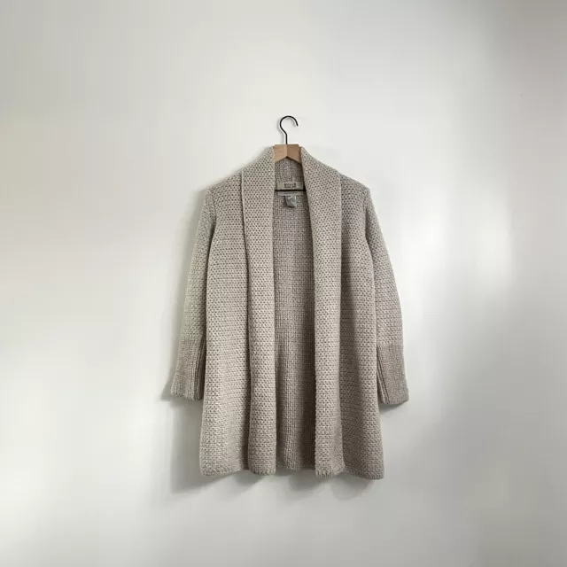Aran Sweater Market Cardigan Shawl Sweater 100% Wool Gray Women’s Sz S Ireland
