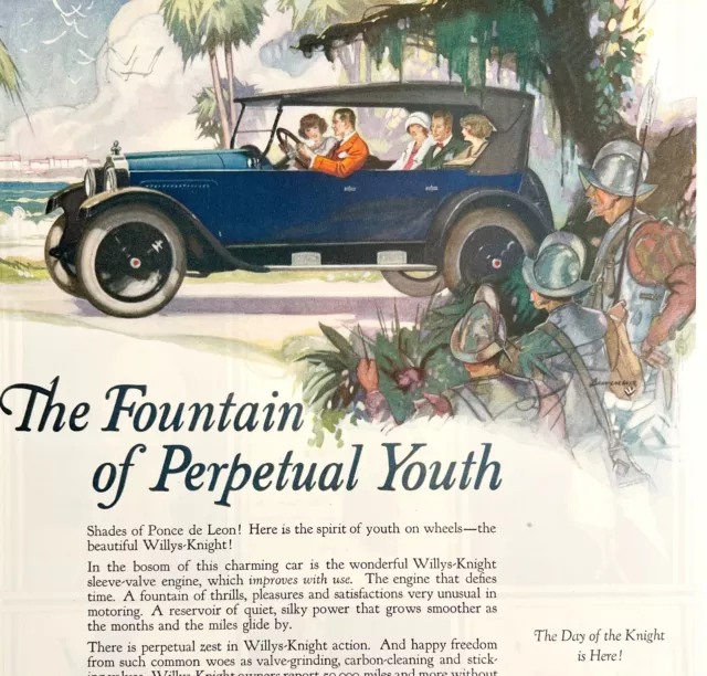 Willys Knight 1924 Overland Roadster Advertisement Automobilia Lithograph HM1C