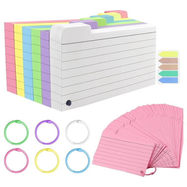 Lot De 300 Fiches Lignées Blanches A6 Avec Anneaux – Cartes De Vocabulaire, étude, Apprentissage, Papier épais, Pour étudiants, Organisation