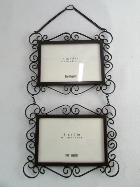 PIER 1 IMPORTS Hanging Picture Frame - Holds (2)  4'X6" Photos Brown Metal