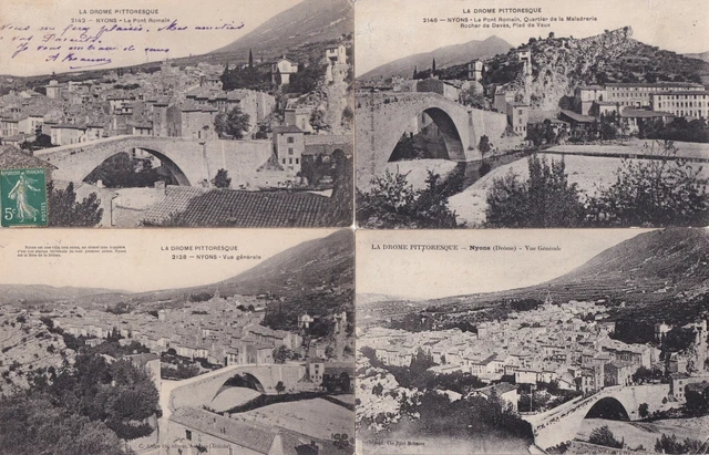 Lot of 4 Antique NYONS DROME 16 Old Postcards