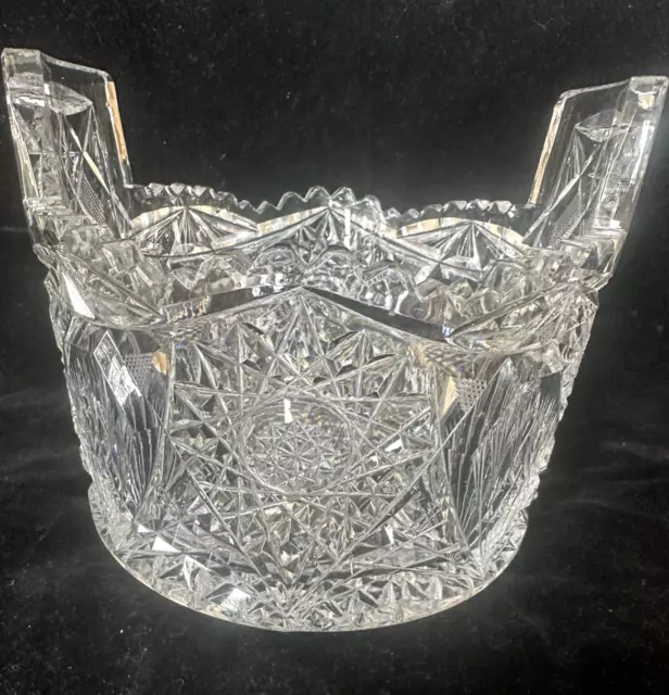 Antique American Brilliant ABP Hand Cut Clear Glass Ice Bucket