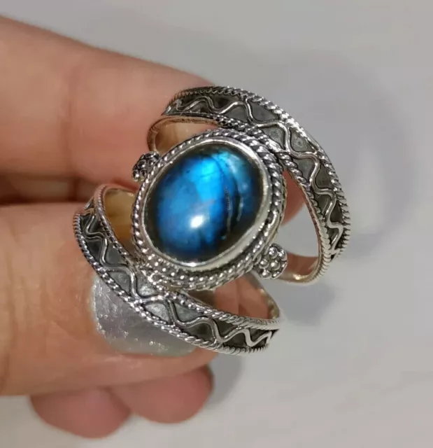 Labradorite Dainty Ring 925 Sterling Silver Handmade Statement Ring All Size B84