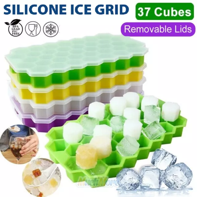 37 Ice Cube Tray Ball Maker Mould Mold Sphere Whiskey Lid Cube Bar Silicone DIY