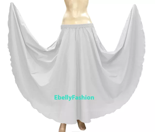 White Cotton 360 Full Circle Long Skirt for Belly Dancing Clothing Tribal Costum