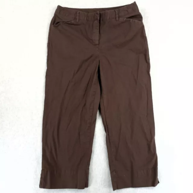 Style & Co Capri Pants Womens 10 Brown Straight Leg Mid Rise Flat Front Casual