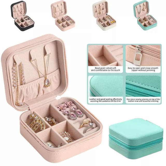 PU Leather Small Jewelry Box Portable Travel Jewellery Ornaments Storage Case