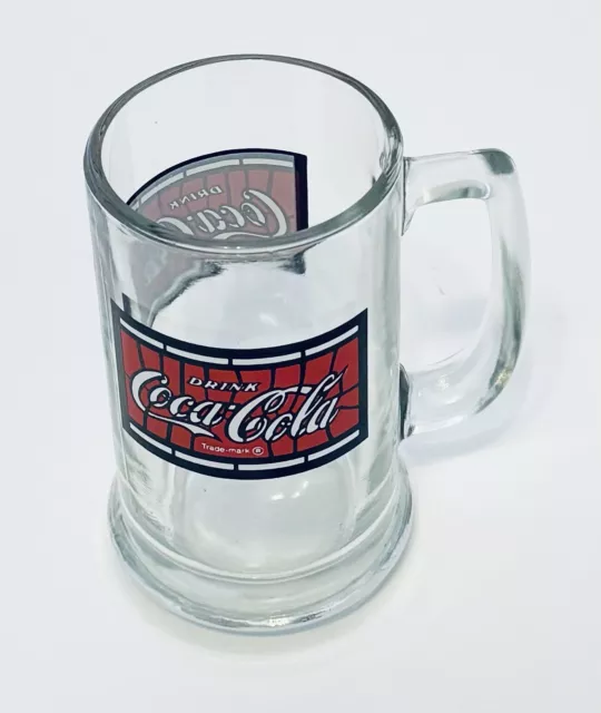 Coca-Cola Stained Glass Stein Handled Cup Mosiac Red Design 12 Ounces Man Cave