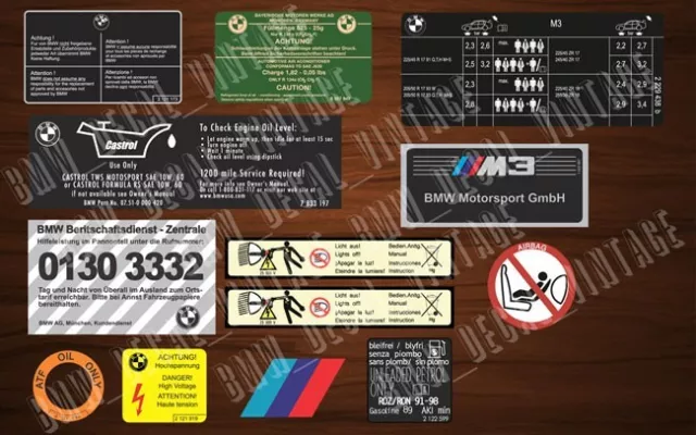 Sticker Set Aufkleber Decal Labels For Bmw E46 M3