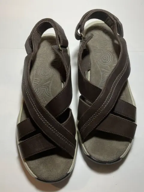 MBT Brown Leather Walking Sandals Womens Size 7.5  Rocker Toning #400124-01 NEW
