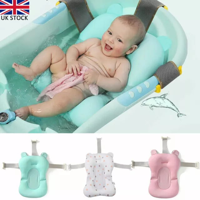 Baby Bath Shower Pad Non-Slip Bathtub Mat NewBorn Safety Bath Seat Support UK