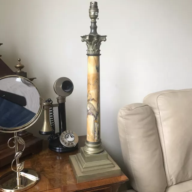 Large vintage marble table lamp 58 X 15cm