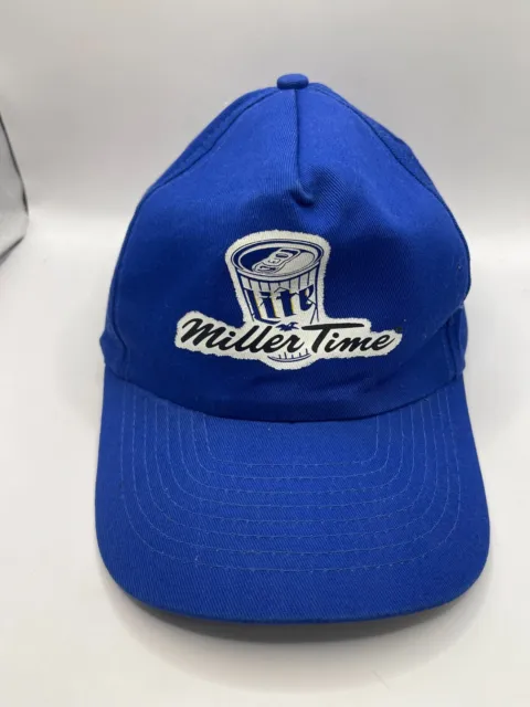 Vintage Miller Time Miller Lite Cap SnapBack Blue Hat Beer KC Brand