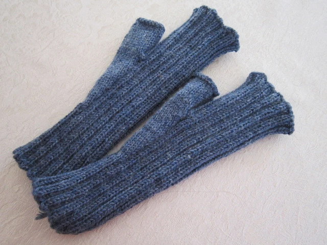 Handstulpen für Damen/Herren - blau/grau 6 fach Regia Markenwolle